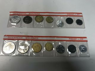 1971 Austrian 7 - Piece Proof Set - Silver 10 Schillings Coin Vienna X 2
