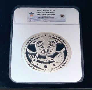 2009 Canada $250 Surviving The Flood 1 Kilo Silver Coin Ngc Pf69uc