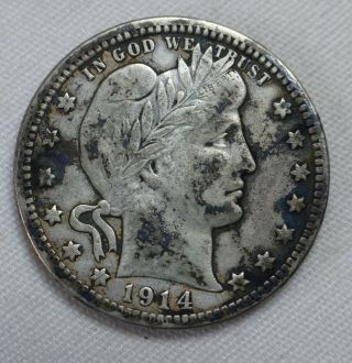Barber Head Quarter 1914 D Full Liberty Coin