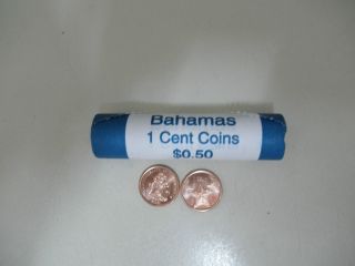 2014 Bahamas 1 Cent Coins (roll Of Coins) (coat Of Arms & Starfish) -