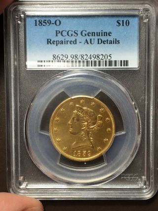 1859 O $10 Rarest Orleans Gold Eagle Pcgs Au Details Looks Unc