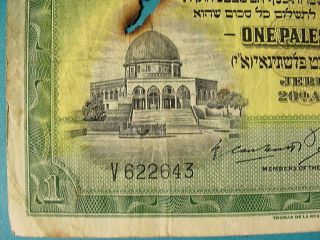 Palestine Currency Board 1 Pound Paper Currency Banknote April 1939 Jerusalem 3