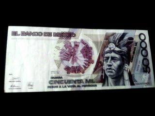 Mexico 1990 50.  000 Pesos Cuauhtemo Banknote,  Series Hf Paper Money