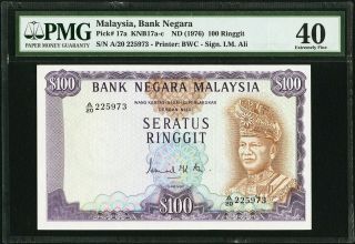 1976 Malaysia Bank Negara 100 Ringgit.  Pmg Extremely Fine 40.