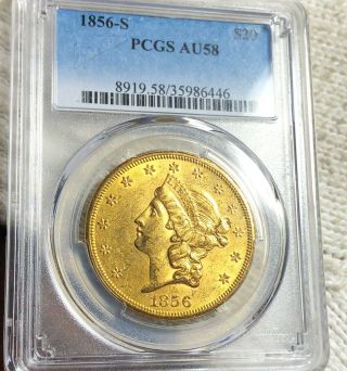 1856 - S Double Eagle $20 Gold Pcgs - Au58 Hundreds Of Undergraded Coins Up No Res