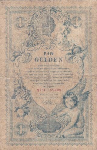 1 Gulden Vg Banknote From Austro - Hungary 1888