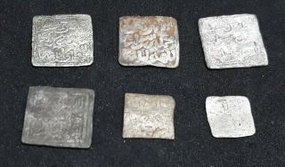 Set Of 6 Morocco Spain Silver Islamic Ancient Coins Square Dirhams To Identify