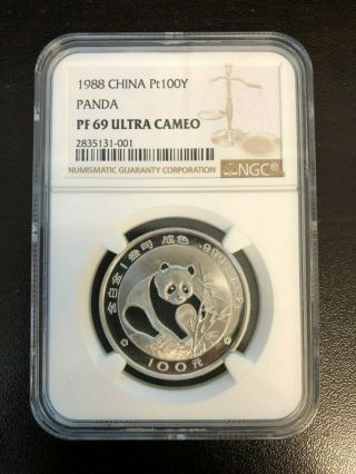 1988 Platinum Chinese Panda Pt100y Ngc Pf 69 Ultra Cameo 2835131 - 001 1 Oz Coin