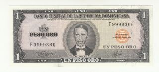 Dominican Republic 1 Peso 1978 Aunc P108 High Serial Nr 999936 @