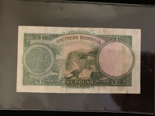 Southern Rhodesia QEII One Pound Banknote 3ed January September 1953 2