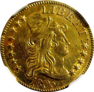 1805 $5 CAPPED BUST GOLD,  CERTIFIED NGC - AU,  DETAIL 7