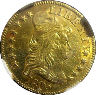1805 $5 CAPPED BUST GOLD,  CERTIFIED NGC - AU,  DETAIL 9