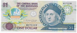 Bahamas Paper Money,  1992 Columbus Commemorative P - 50 $1,  Uncirculated Banknote