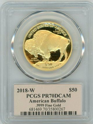 2018 - W $50 Gold Proof Buffalo PR70 PCGS Thomas Cleveland Art Deco 2