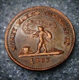 1863 Money Makes The Mare Go 254/434a (r - 2) United States Copper