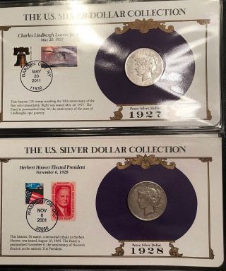 35 Morgan,  Peace Silver Dollar & Stamp Collector Set US Postal Society 11