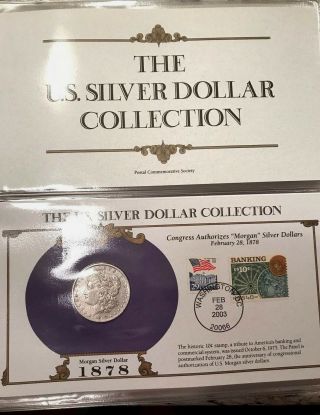 35 Morgan,  Peace Silver Dollar & Stamp Collector Set US Postal Society 2