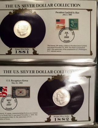 35 Morgan,  Peace Silver Dollar & Stamp Collector Set US Postal Society 3