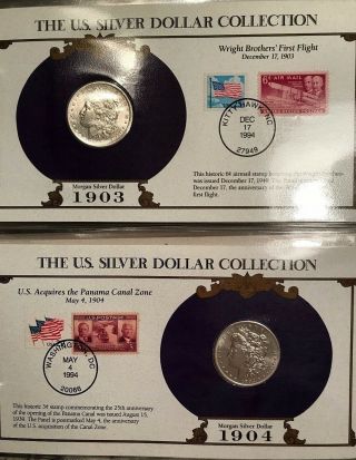 35 Morgan,  Peace Silver Dollar & Stamp Collector Set US Postal Society 8