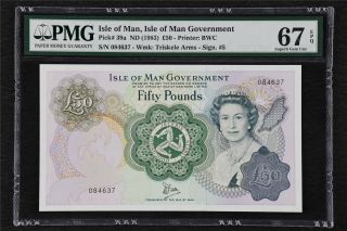 1983 Isle Of Man Government 50 Pounds Pick 39a Pmg 67 Epq Gem Unc