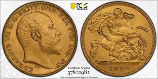 R190 Great Britain 1902 Gold 1/2 Sovereign S - 3974a Matte Pcgs Proof - 63