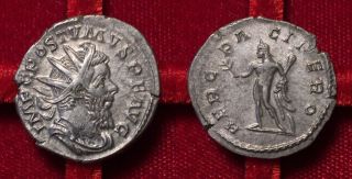 Roman Empire Postumus Usurper Silver Antoninianus 259 - 268 Ad Hercules Coin