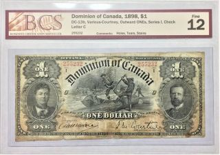 1898 Dominion Of Canada $1 Dc - 13b V - C Outward One,  Check Letter C Bcs F12 35402