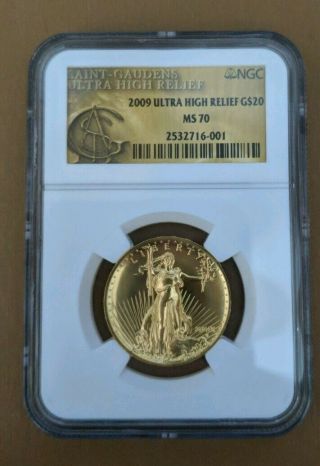 2009 Saint - Gaudens Ultra High Relief $20 1 Oz Gold Double Eagle.  Ngc Ms - 70