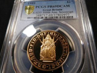 R185 Great Britain 1989 GOLD £2 DOUBLE SOVEREIGN S - SD3 PCGS PROOF - 69 DEEP CAMEO 2