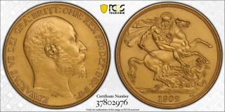 R184 Great Britain 1902 Gold £2 Double Sovereign S - 3968 Matte Pcgs Proof - 63