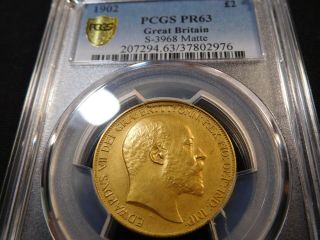 R184 Great Britain 1902 GOLD £2 DOUBLE SOVEREIGN S - 3968 Matte PCGS PROOF - 63 2
