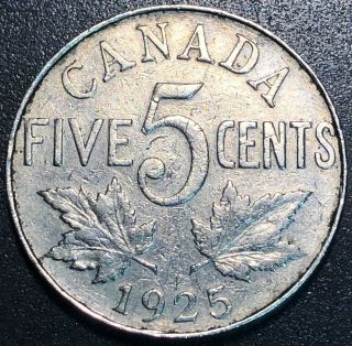 1925 Canada 5 Cents Nickel - - Key Date Coin