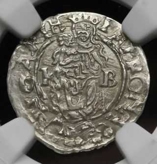 Hungary.  Silver Denar,  Maximilian Ii,  1577 - Kb,  Ngc Ms63