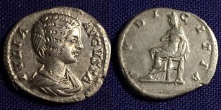 Roman Empire Julia Domna Denarius 193 - 211 Ad Laodecia Pudicitia Coin