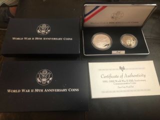 1991 - 1995 World War Ii 50th Anniversary Coin Set,  2 Coin Set With All Ogp