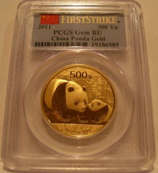 China 2011 Gold 1 Oz Panda 500 Yuan Pcgs Gem Bu First Strike