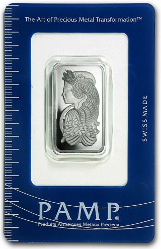 One Ounce Pamp Suisse Platinum Bar.  Fortuna 999.  5 Fine In Assay.  1 Oz.  Us