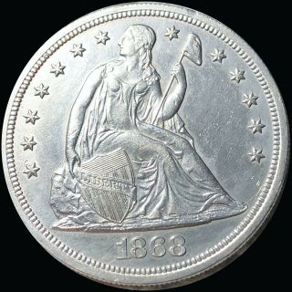 1868 Seated Dollar Highly Uncirculated Liberty Silver Collectible Philly Coin Nr