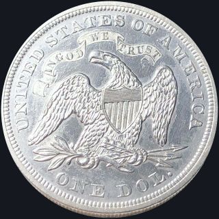 1868 Seated Dollar HIGHLY UNCIRCULATED Liberty Silver Collectible Philly Coin NR 4