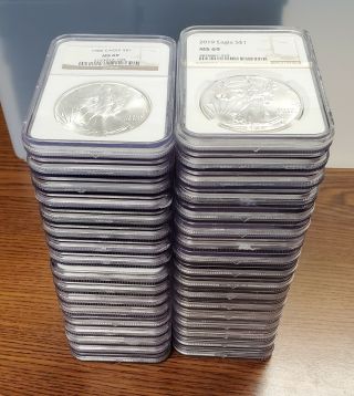 1986 - 2019 American Silver Eagle Date Run Graded Ngc Ms - 69,  34 Coin Set