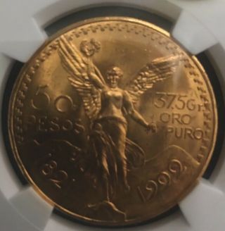 1922 Mexico 50 Pesos Gold Coin NGC MS65 GOLD WINGS TOP POP 1 Of 7 2