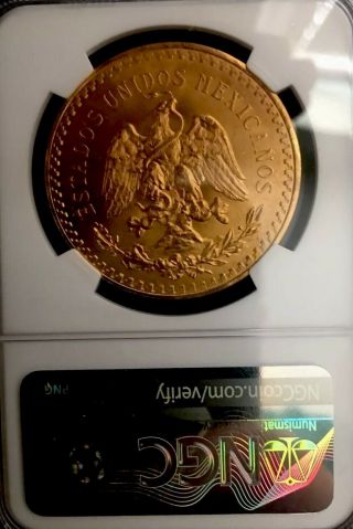 1922 Mexico 50 Pesos Gold Coin NGC MS65 GOLD WINGS TOP POP 1 Of 7 3