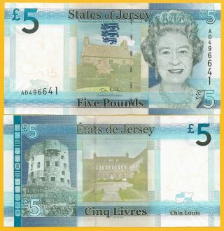 Jersey 5 Pounds P - 33 2010 Unc Banknote