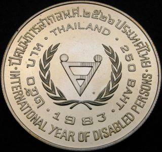 Thailand 250 Baht 1983 - Silver - Intl.  Year Of Disabled Persons - Aunc - 611 ¤