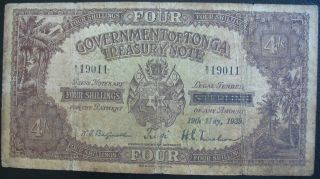 Tonga,  Government Of Tonga 1939 4 Shillings Note