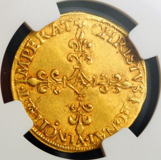 1562,  Royal France,  Charles IX.  Gold Ecu Coin.  Paris NGC AU - 58 2
