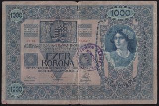 Austria / Hungary Empire - - 1000 Kronen 1902 - Seal / Overprint - - Temes - - - -