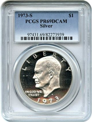 1973 - S $1 Pcgs Pr 69 Dcam (silver) Eisenhower Dollar