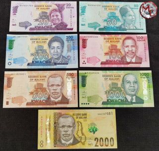 Malawi - 20,  50,  100,  200,  500,  1000 And 2000 Kwacha 2014/16 - Pick 60 - 69 - Unc
