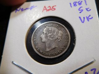A25 Canada Newfoundland 1881 5 Cents Vf Trends 275 Cad In 20